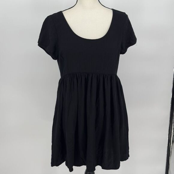 Talula Aritzia Womens Solid Black Short Sleeve‎ 100% Cotton Dress Lined Medium - Picture 3 of 10